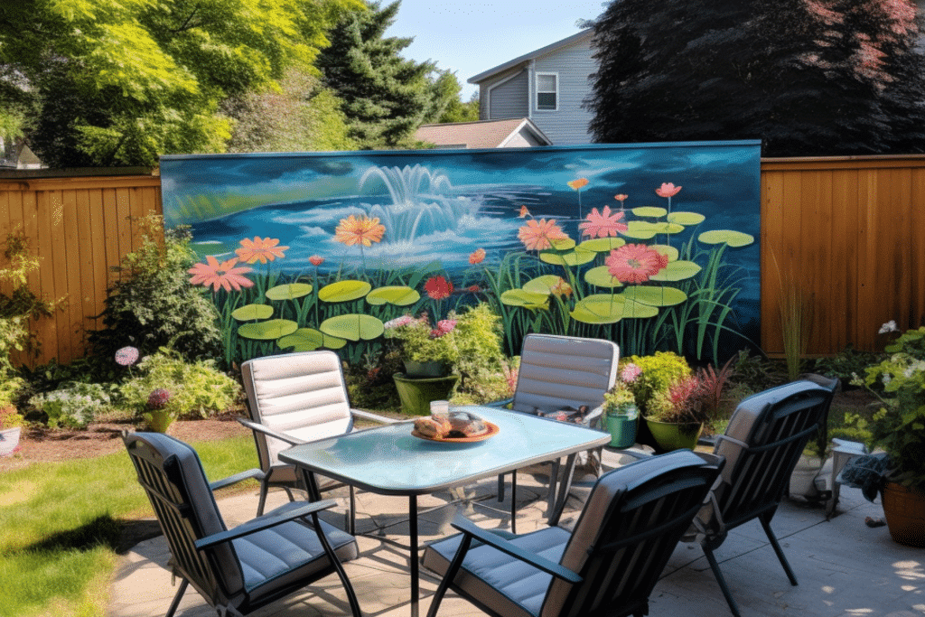 backyard mural ideas waterfall and flowers 1024x683 1